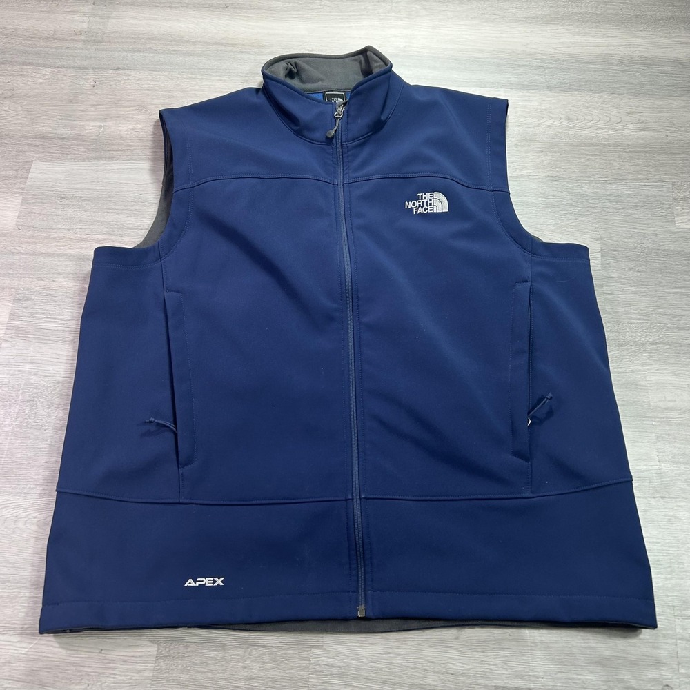 The North Face Apex Vest Mens XL Blue Softshell Full Zip Lined Pockets Outdoor